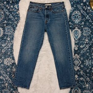 Levi's premium wedgie straight button fly high rise jeans womens sz 27